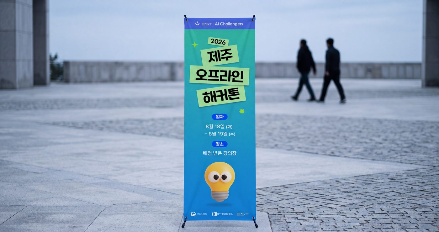 X-banner in an outdoor plaza