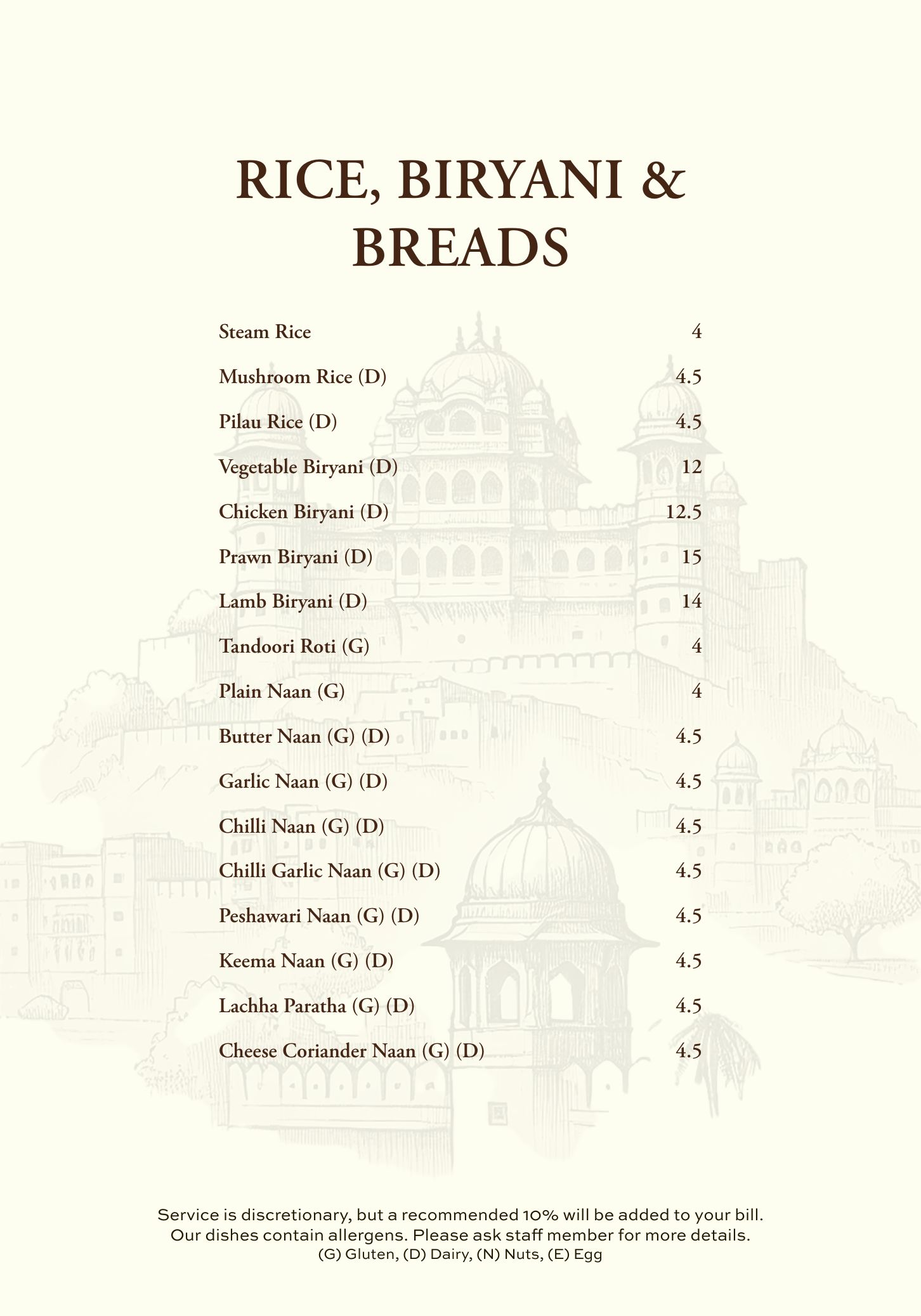 Food menu, page 8