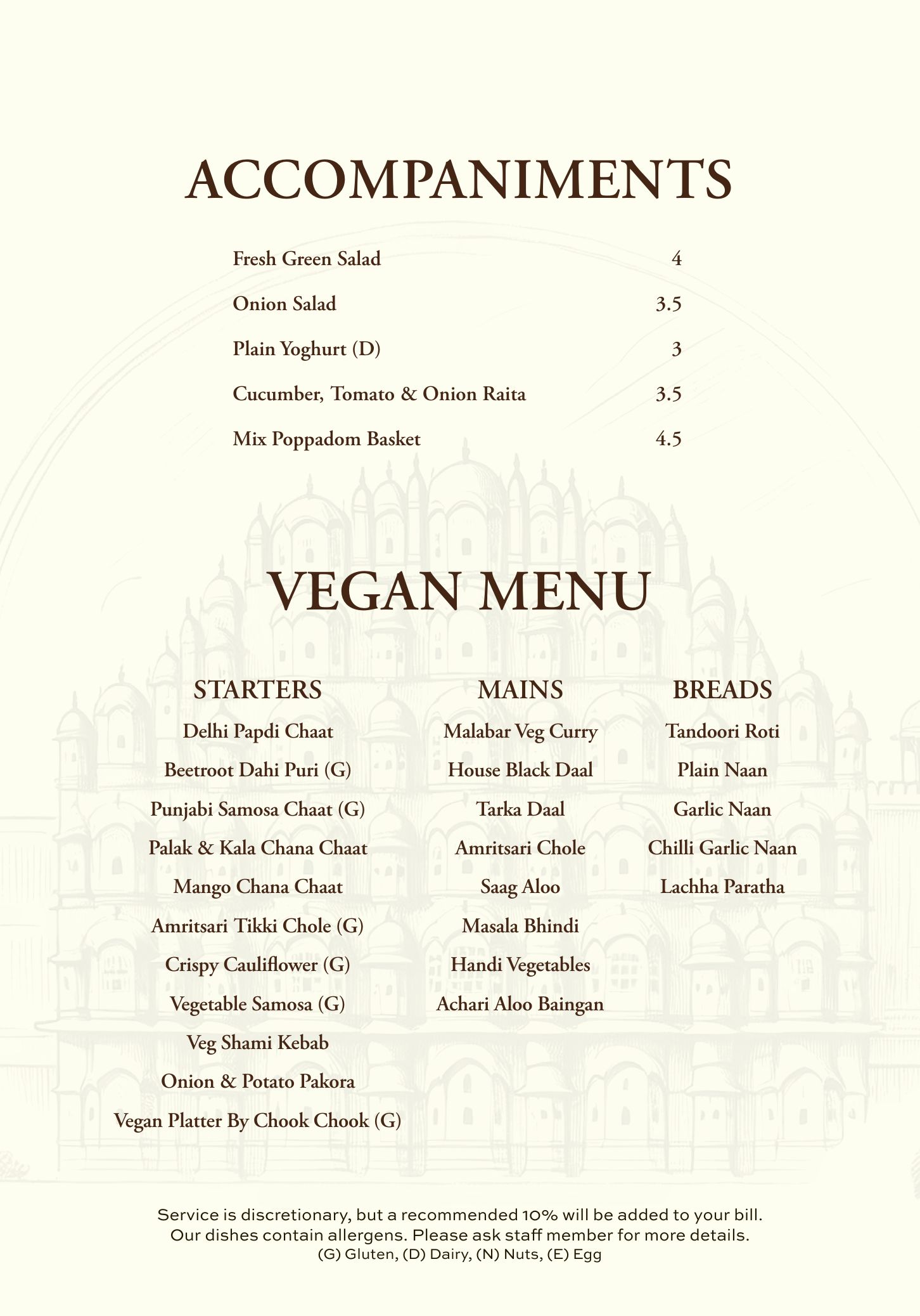 Food menu, page 9